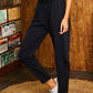 Waist Elastic Band Side Zipper Pocket Contrast Mesh Pants