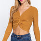 V-neck Front Knotted Crop Sweater