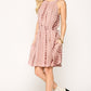 Tie Dye Halter Neck Waist Smocked Dress With Side Tie And Pockets