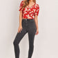 Butterfly Vneck Crop Smocked Back Waist
