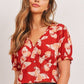 Butterfly Vneck Crop Smocked Back Waist