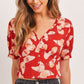 Butterfly Vneck Crop Smocked Back Waist