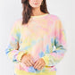 Pastel Multi Tie-dye Print Crew Neck Oversized Long Sleeve Sweatshirt