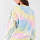 Pastel Multi Tie-dye Print Crew Neck Oversized Long Sleeve Sweatshirt
