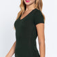 Short Sleeve V-neck Rib Top