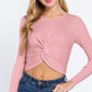 Crew Neck Knotted Crop Sweater