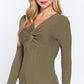 Long Slv V-neck Knotted Sweater