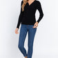 Long Slv V-neck Knotted Sweater