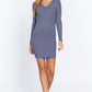 Long Slv V-neck Sweater Mini Dress
