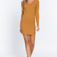 Long Slv V-neck Sweater Mini Dress