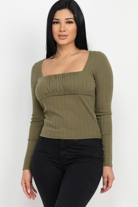 Shirred Square Neck Top