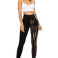 Spliced 5-inch Long Yoga Style Banded Lined Knit Legging With High Waist