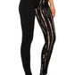 Spliced 5-inch Long Yoga Style Banded Lined Knit Legging With High Waist