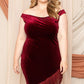 Velvet Off The Shoulder Plus Mini Dress