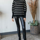 Heavy Knit Striped Turtle Neck Knit Sweater