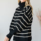 Heavy Knit Striped Turtle Neck Knit Sweater