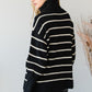 Heavy Knit Striped Turtle Neck Knit Sweater