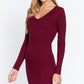 Long Slv V-neck Mini Rib Dress
