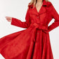 Button Tacking Collar A Line Suede Coat