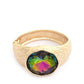 Oval Crystal Metal Cuff Bracelet