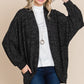 Two Tone Open Front Warm And Cozy Circle Cardigan With Side Pockets