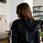 Black Contrast Lace Up Sleeve Detail Striped Cuff & Hem Hooded Sweatshirt