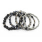 Wood Crystal Metal Bead Stretch Bracelet Set