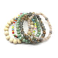 Wood Crystal Metal Bead Stretch Bracelet Set