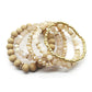 Wood Crystal Metal Bead Stretch Bracelet Set