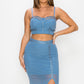 Studded Stone Cami Top & Slit Mini Skirts Set