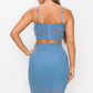 Studded Stone Cami Top & Slit Mini Skirts Set