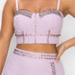Studded Stone Cami Top & Slit Mini Skirts Set