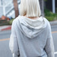 Belt & Reversed Details Zip-up Hooded Sweater