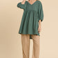 Gauze Slub V-neck Frayed Edge Detail Tunic Dress