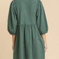 Gauze Slub V-neck Frayed Edge Detail Tunic Dress