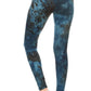 5-inch Long Yoga Style Banded Lined Tie Dye Printed Knit Legging With High Waist