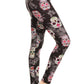 5-inch Long Yoga Style Banded Lined Skull Printed Knit Legging With High Waist