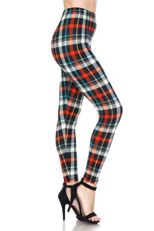 Multi Printed, High Waisted, Leggings With An Elasticized Waist Band