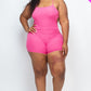 Plus Ribbed Sleeveless Back Cutout Bodycon Active Romper