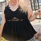 Lace Trim Detail Two Shoulder Back Cross Top