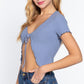 Short Slv Variegated Rib Cardigan