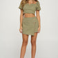 V-bar Puff Sleeve Top & Skorts Set
