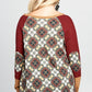 Argyle Printed Waffle Knit Sweater Top