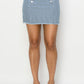 Button Frayed Denim Mini Skirt