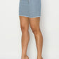 Button Frayed Denim Mini Skirt