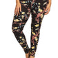 Plus Size Floral Print, Full Length Leggings In A Slim Fitting Style With A Banded High Waist