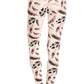Long Yoga Style Banded Lined Leaf Printed Knit Legging With High Waist