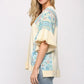Texture Knit And Print Mixed Hi Low Hem Top