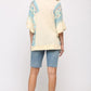 Texture Knit And Print Mixed Hi Low Hem Top