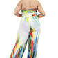 Plus Off Shoulder Color Brushed Tie Waist Jumpsuit
